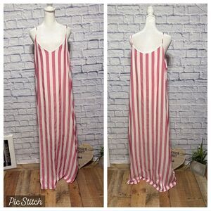 First look striped summer beach maxi dress